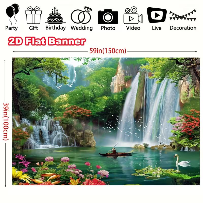 2D Waterfall Landscape Background Cloth for Video Studio