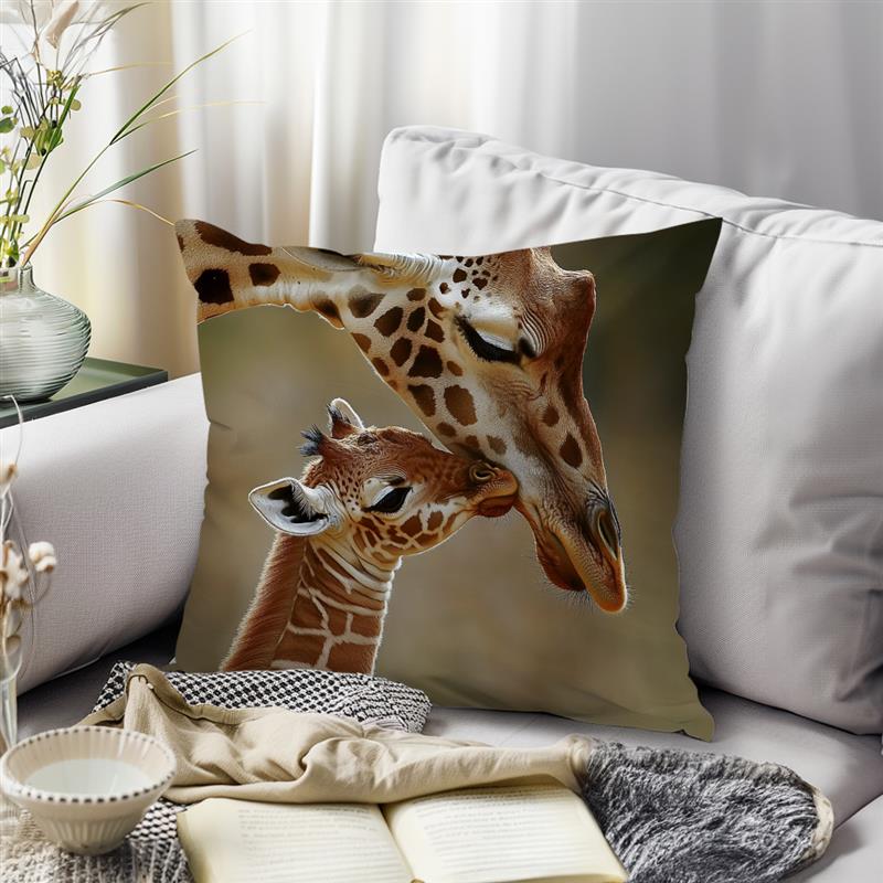 Home Decor Wild Animals Family Portrait Cushion Covers Pattern Cushion Cover Suitable for Sofa Bedroom Car Pillow Cover
