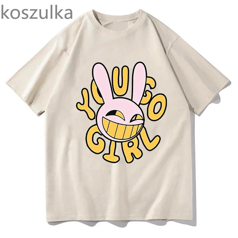 Anime The Amazing Digital Circus Jax Merch T-Shirt Bunnnyy you go Girl Unisex Kurzarm T-Shirt Lässiges T-Shirt Sommermode