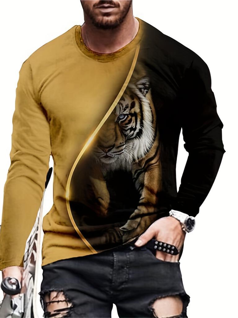 Fashion Lion 3D Printing Men's Long Sleeve T Shirt Autumn Pullover Comfortable Fit Street Casual Oversized Harajuku Shirt Tops