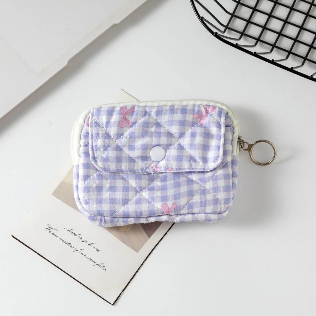 Bow Mini Zipper Credit Card Holder Organizer Wallet Earphones Keys Cards Small Portable Zip Pocket with Keyring for Women Men