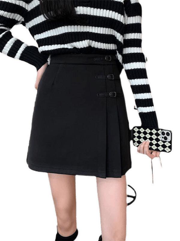 Chic Retro Plus Size Woolen Mini Skirt for Women - Versatile, Slimming, and Stylish
