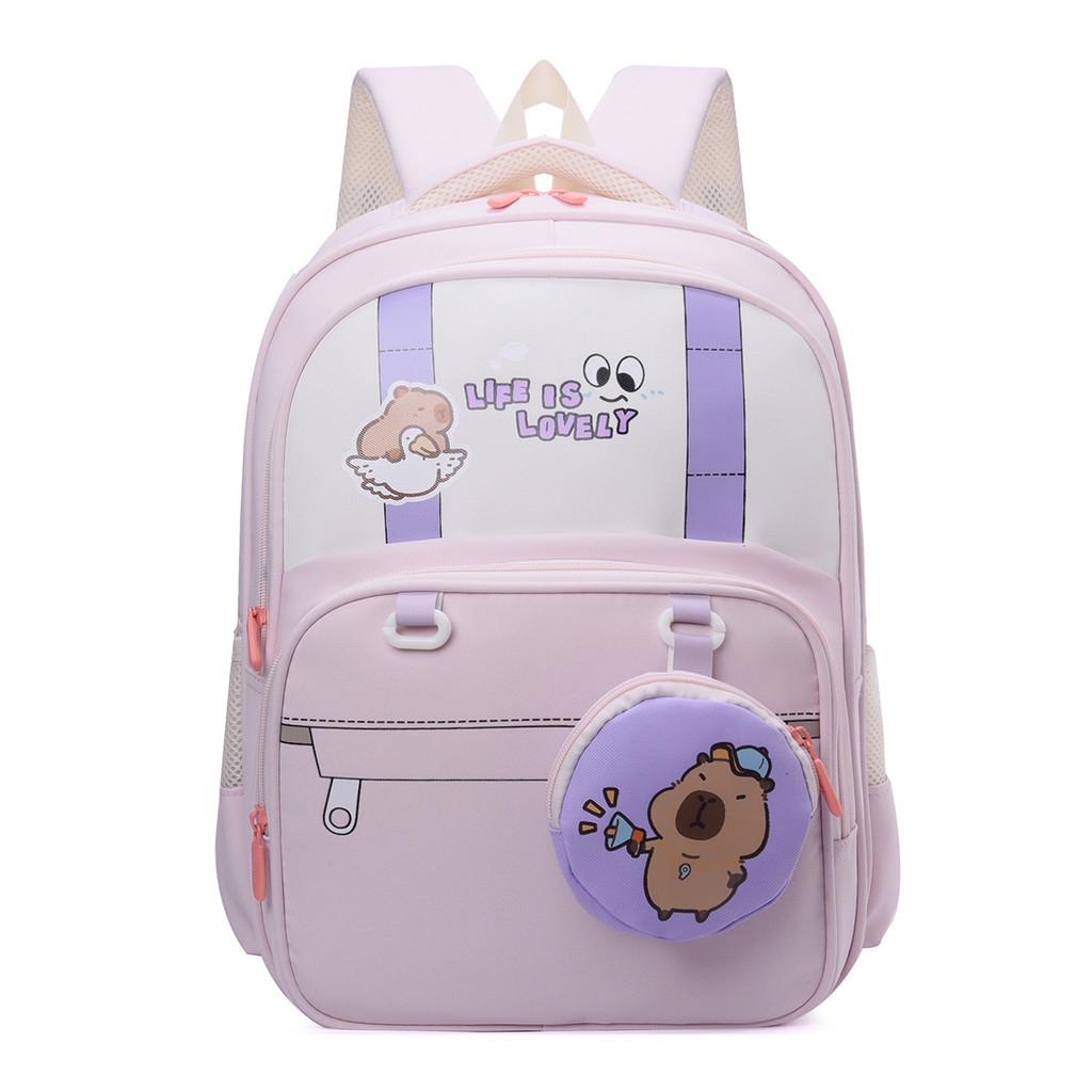 Childrens Oxford Fabric Backpack With Cartoon Capybara Printed For School Use