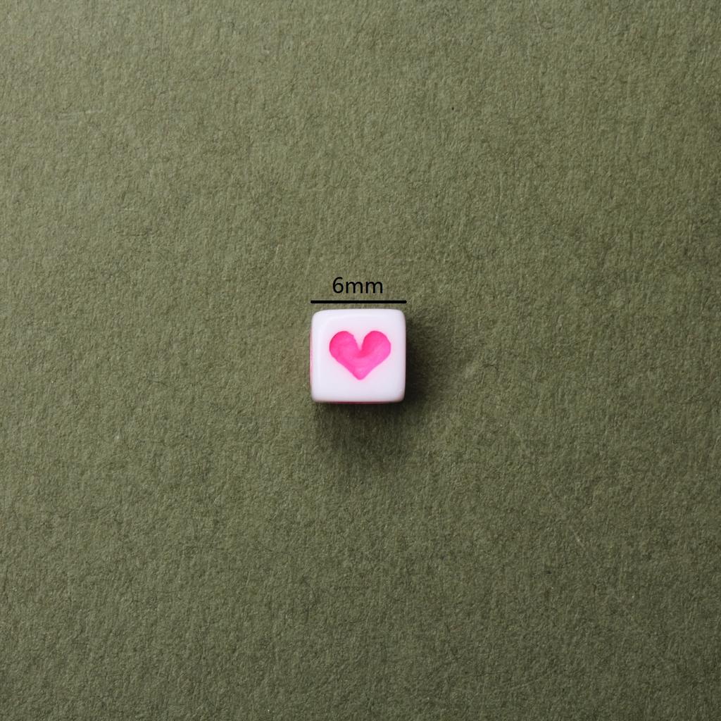 Home Party Supplies 80Pcs Heart Square Shape Loose Beads For Jewelry Making DIY Bracelet Necklace Accessories 6mm Cubic Beads Acrylic