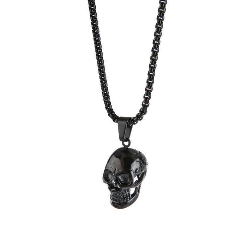 Pendentif Collier Tête de Mort en Acier Inoxydable Punk Rapper Homme Collier Tête de Mort Gothique Personnalisé Cadeau en Acier Inoxydable