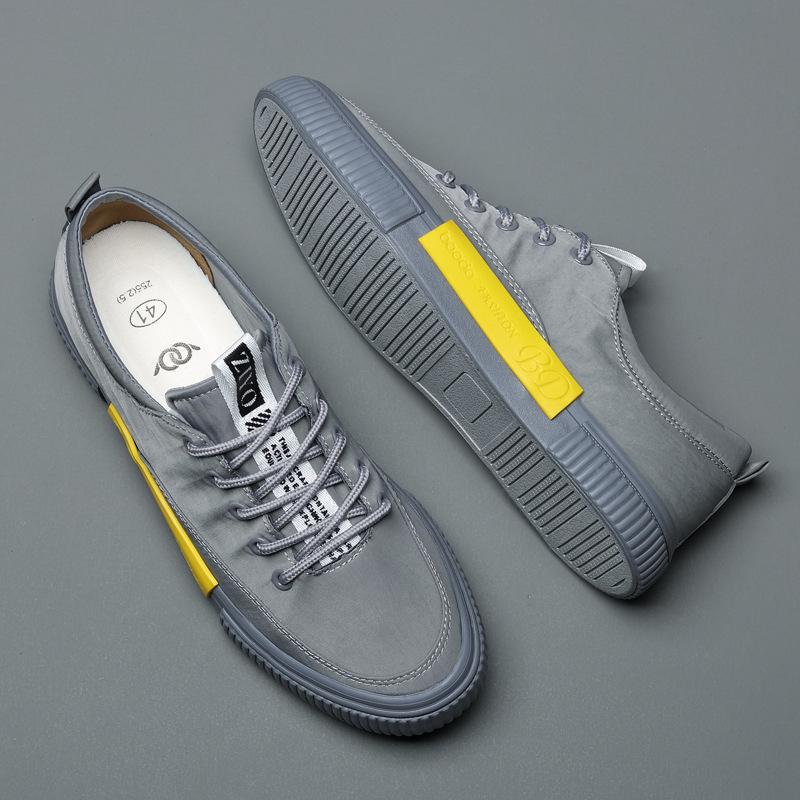 

Мужская парусиновая обувь на плоской подошве, легкая прогулочная обувь, кроссовки, дышащая повседневная обувь, модная мужская обувь с высоким берцем на шнуровке 39 серый