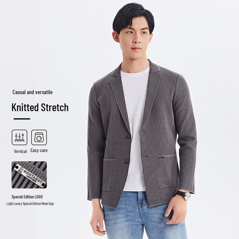 MONTAGUT Men s Lyocell Blend Striped Knit Blazer 3XL (56) верблюд