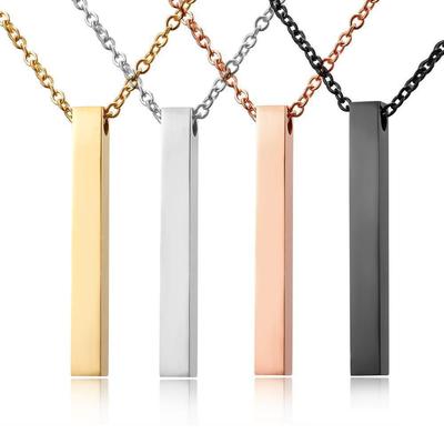 Men's and Women's Minimalist Titanium Steel Rectangular Pendant Necklace