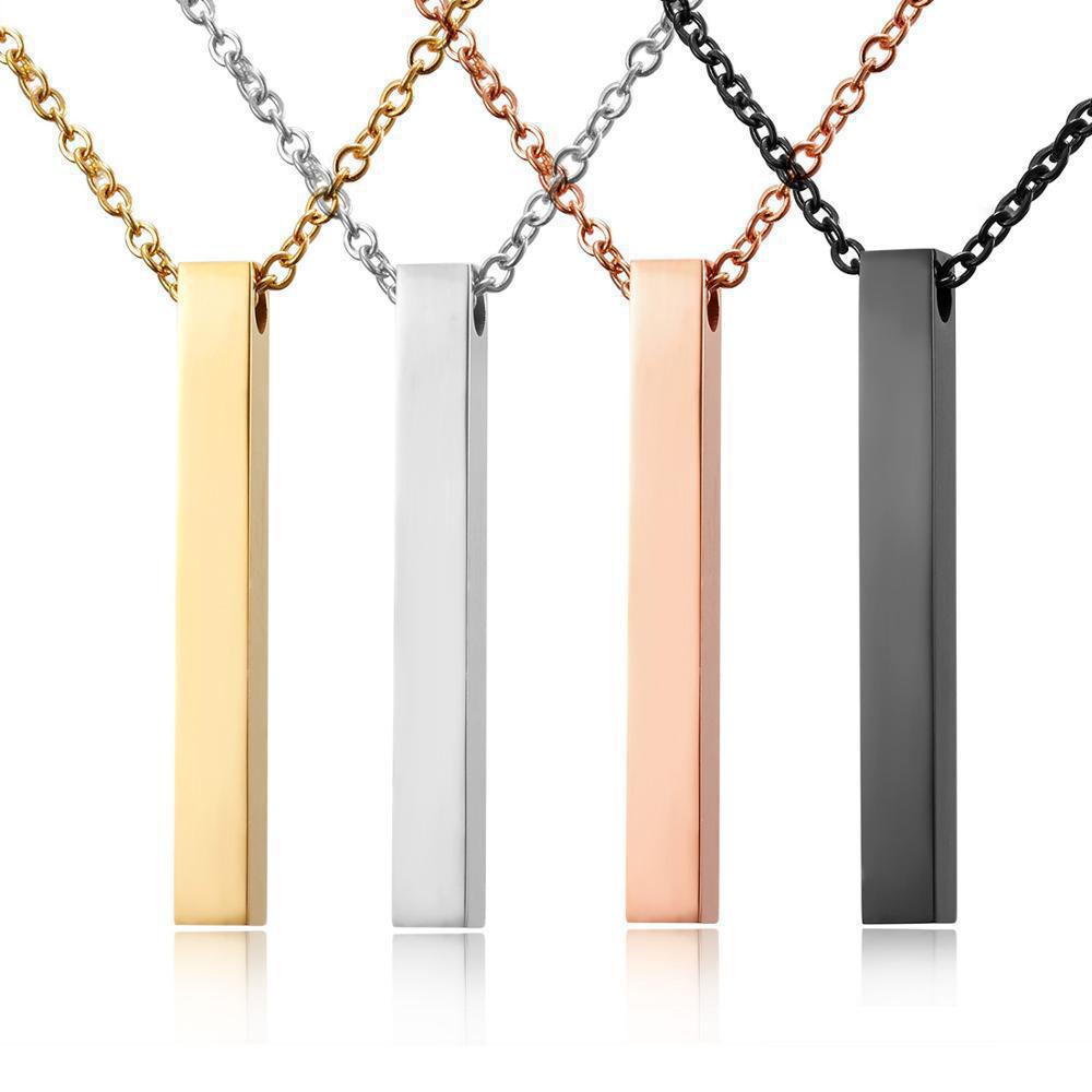 Men's and Women's Minimalist Titanium Steel Rectangular Pendant Necklace