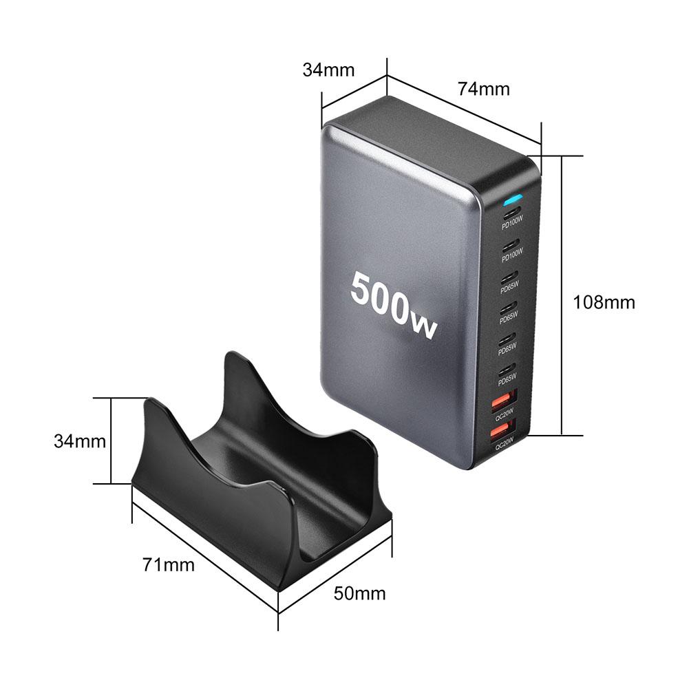 500W GaN Charger USB C Fast Desktop 8-port USB Type USB C PD Charger 3.0 C For iPhone15 L1H4