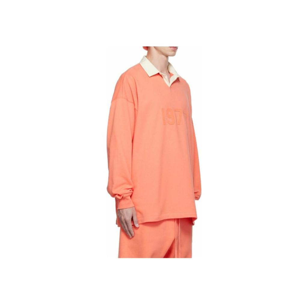 Fear of God Essentials Fall/Winter 1977 Series Henley Rugby Long Sleeve Polo Unisex Tops Coral-Red FOG-FW22-076
