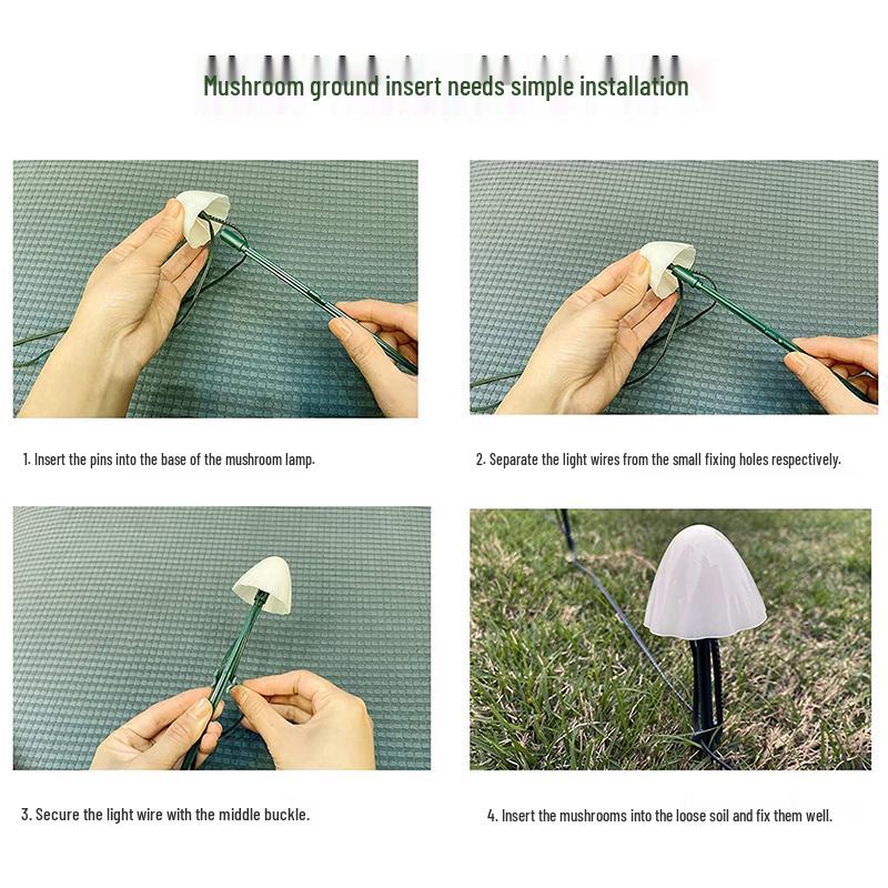 Waterproof Solar Mushroom String Lights for Outdoor Courtyard & Garden Decoration