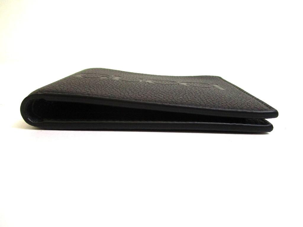 Authentic GUCCI Embossed Logo Black Leather Bifold Bill Wallet Compact Wallet #b233  Open box