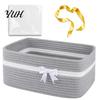 Portable Gift Baskets for Christmas Cotton Woven Storage Basket, Square Desktop Organizer, Soft Thread Bins Home Organization Space Saving Decorative