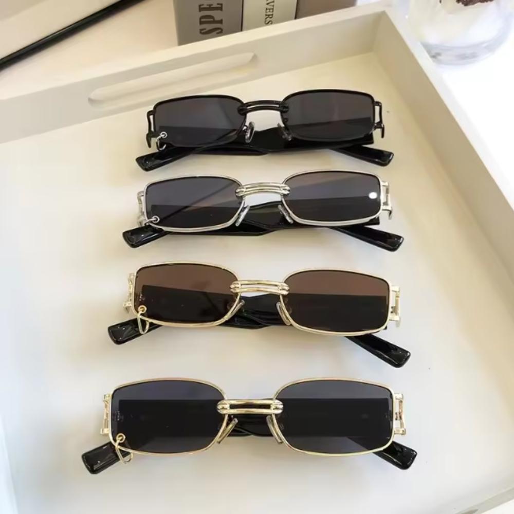 Yiran Glasses Women's Trendy Small Rectangle Sun Glasses Glasses Designer Style Style Classic Rectangular Punk Sun Eyeglasses Men Shades Uv400 Clear Eyewear