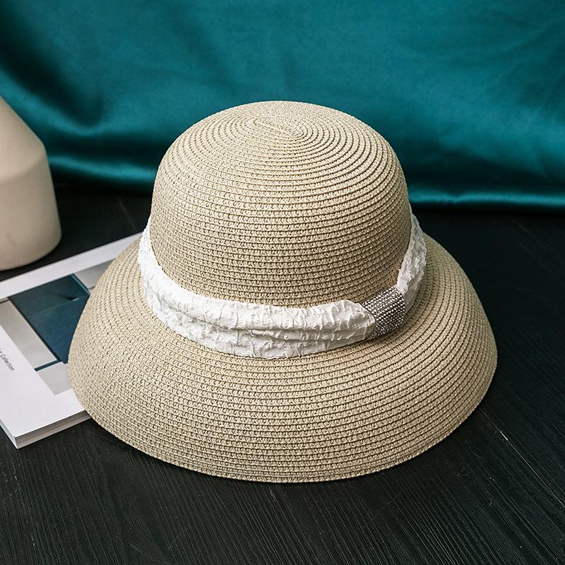 Straw Sun Hat for Women - UPF Protection, Fashionable Diamond Design, Breathable, Inelastic, Summer Fishermans Hat with Trendy Look