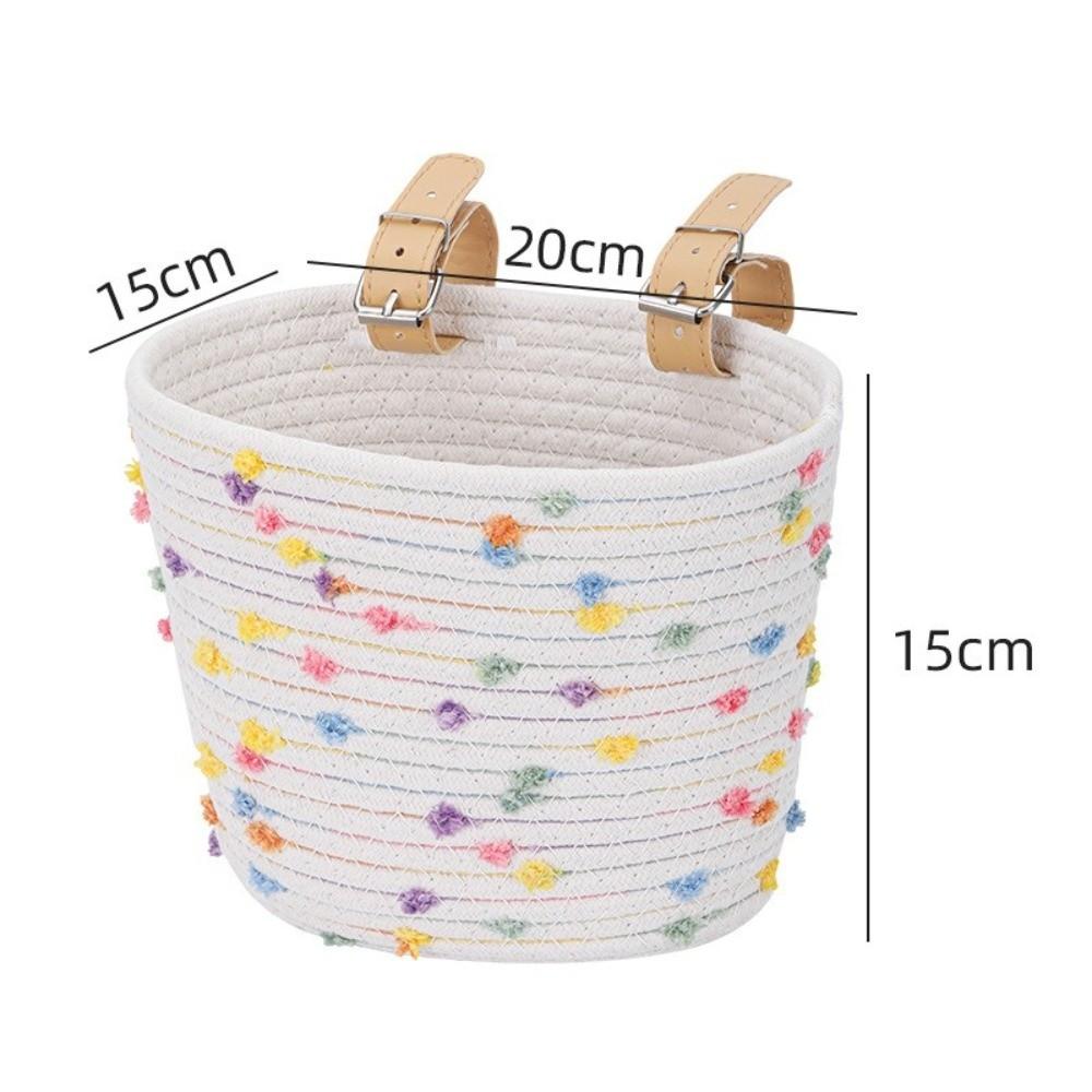 Cute with Rope Handle Bicycle Basket Removable Solid Color Bike Carrier Bag Large Capacity Storage Basket Bike