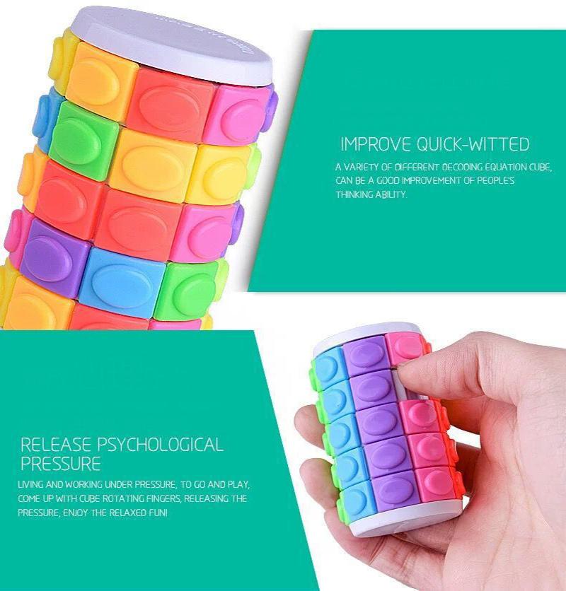 3D Corn Cube Tower 7 Layers Cylinder Stress Relief Decompression Toy Wheel Rotating Develop Intelligence DIY Cylindrical Puzzle