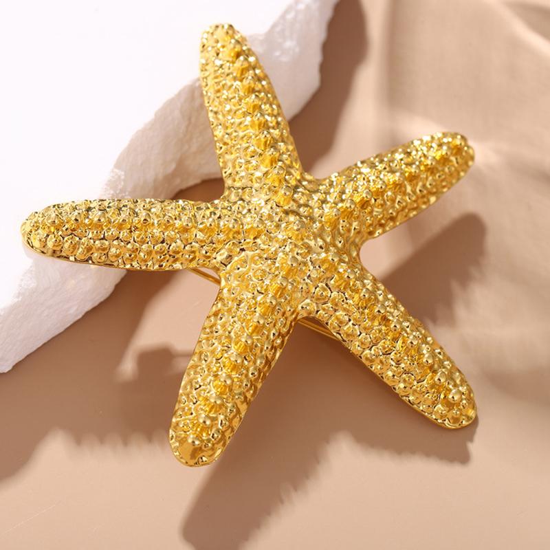 New Fashion Exaggeration Summer Marine Starfish Brooch for Women Pins for Women Men 2-Color All-Match Star Brooch Gifts
