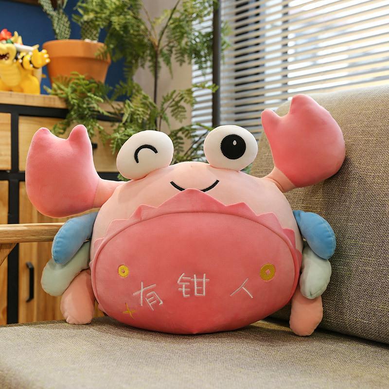 Adorable Cartoon Crab Plush Toy Stuffed Animal Pillow Down Cotton Cushion