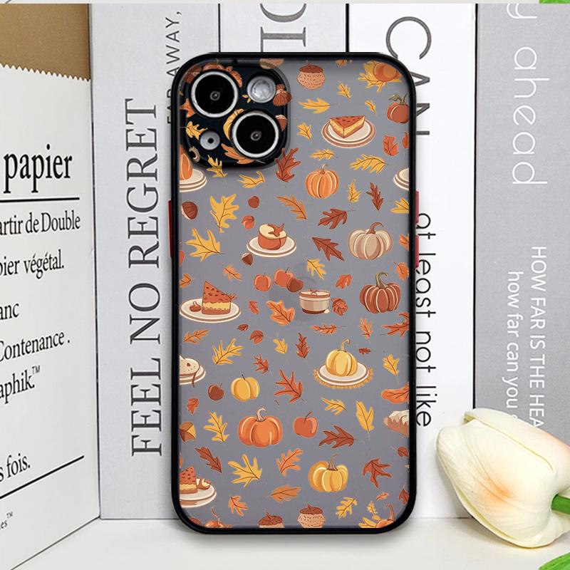 Cartoon Autumn Maple Leaf Pumpkin Coffee Phone Case for Samsung Galaxy S25 Ultra S24 Fe S23 S22 Plus S21FE Shockproof Soft Cover