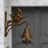 Wall Mount Witch Doorbell Witch on Broom Design Decorative Accessory Cast Iron Door Hanger Bell Welcome Doorbell