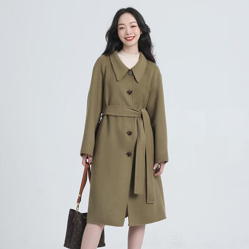 Feng Xun 100% Wool Belted Double-Faced Long Coat