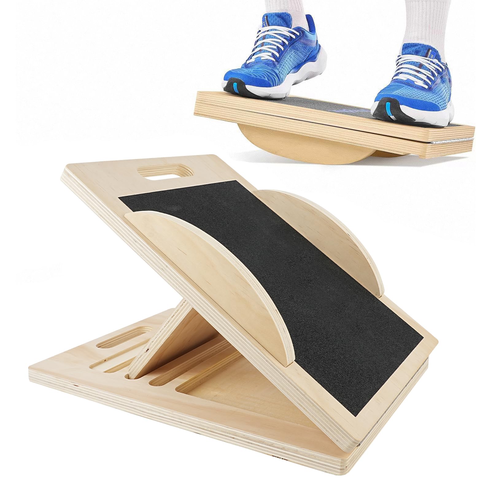 

COM4SPORT Stretch Balance Quiet New Natural Wood Indoor Hip Diet Suitable for All Ages Board, 2-in-1 Board, Stepper, Stepper, Exercise, Stretching,