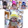 Mit Kristallen besetzter Monchhichi Schlüsselanhänger Strickmütze Nerz Anhänger Arcade-Preisaustauschgeschenk