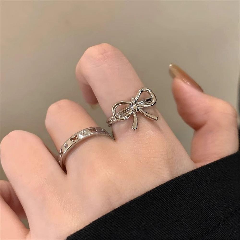Irregular bow ring, cold wind open index finger ring, simple personality ins ring tide