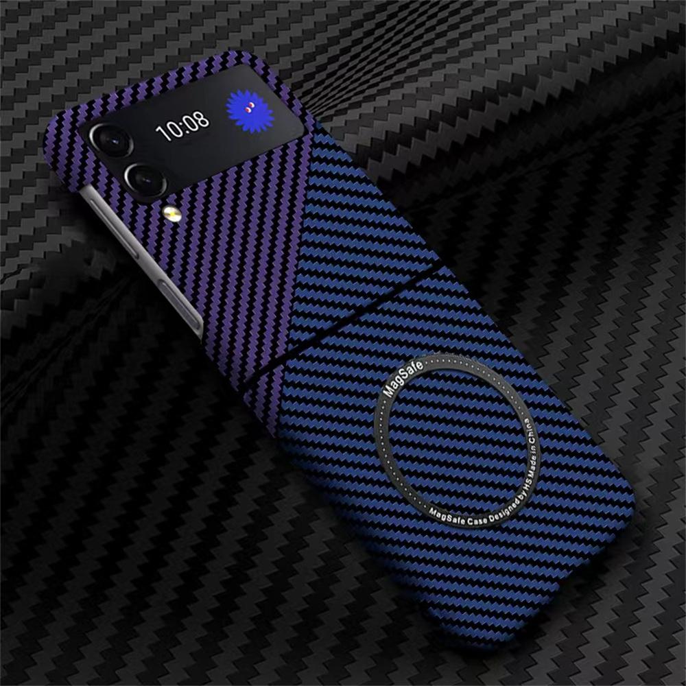 For Samsung Z Flip 5 4 Z Flip 3 Case Business Carbon Fiber Magnetic Magsafe Phone Cases for Galaxy Z Fold 5 3 S24 S23 S22 S21 Ultra 5G Hard PC Cover