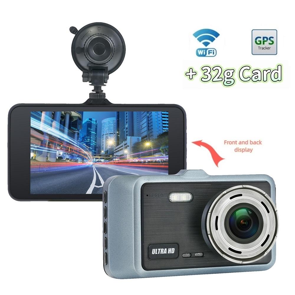 2K 4,0-Zoll Hochauflösender Fahrrekorder WIFI Drahtlose Handy-Verbindung Auto Dual-Objektiv Dual-Aufnahme