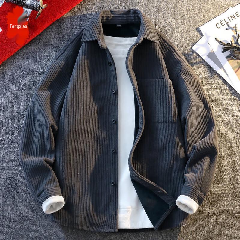 Men s Fleece-Lined Ribbed Long Sleeve Shirt 3XL