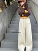 Girls' 2025 Wide-Leg Sweatpants with Velvet - Winter/Spring Sports Style