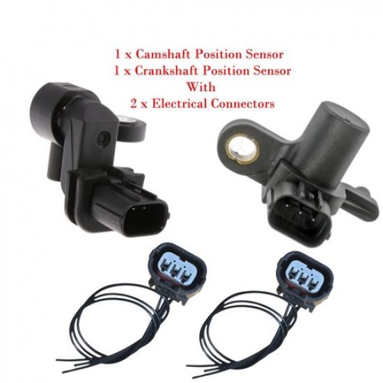 Set of 2 Camshaft / Crankshaft Position Sensor W/ Connectors For Honda Civic