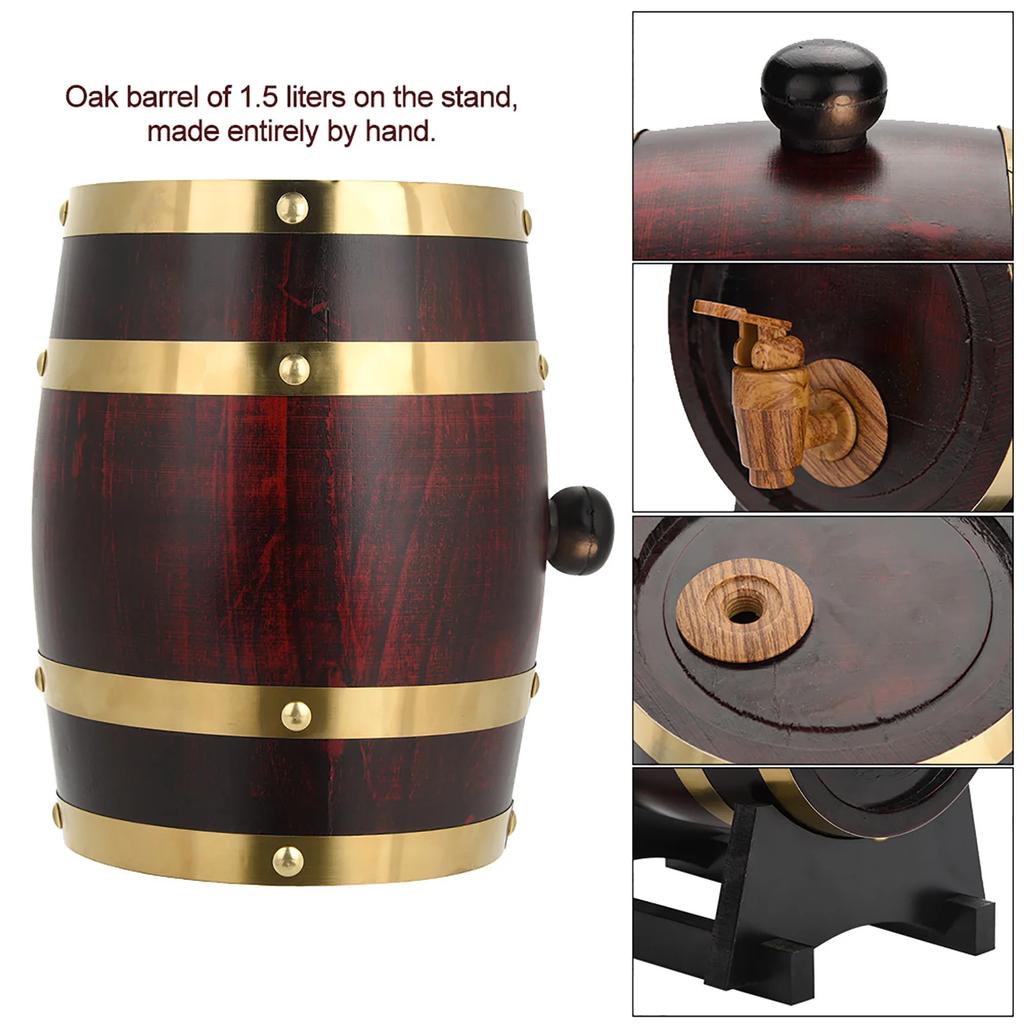 10L 5L 3L 1.5L Oak Barrel Vintage Wood Oak Timber Wine Barrel for Beer Whiskey Rum Port
