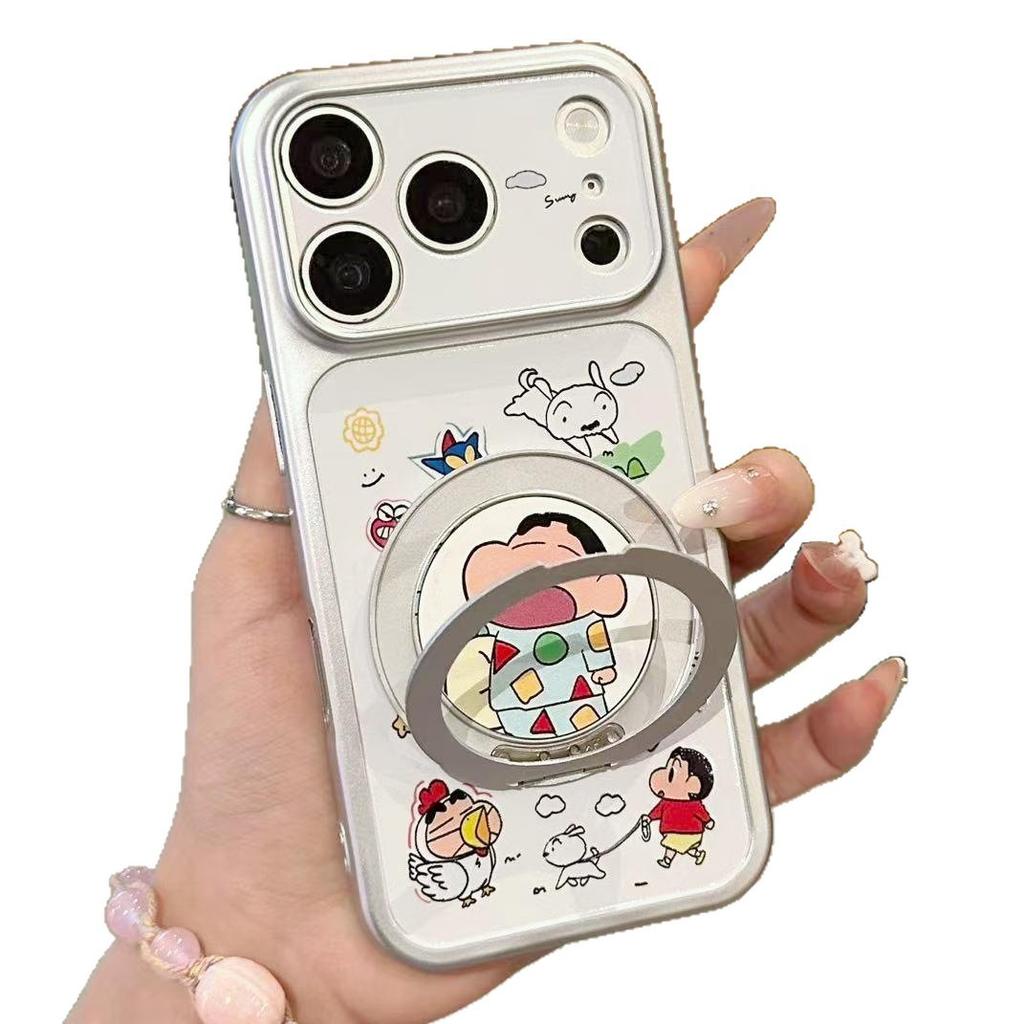 Cute Pajamas Xiaoxin Rotating Bracket Is Suitable for Apple 16/17 Mobile Phone Case 15 Electroplating Large Window 14/13 Cartoon
