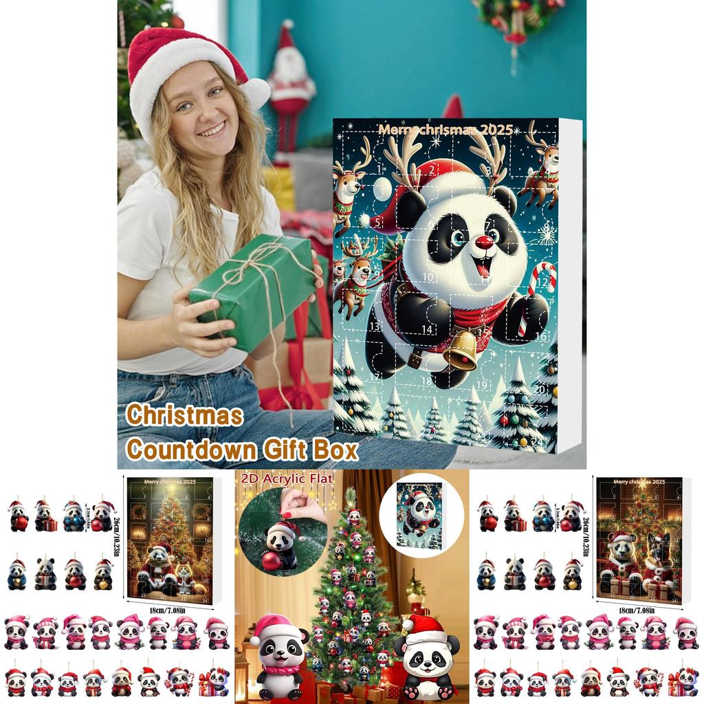 Christmas Countdown Blind Box With Adorable Panda Hanging Decor For Holiday Gift Giving