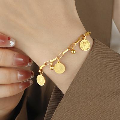 Punk Chain Link Bracelet Female Gold Color Stainless Steel Beauty Queen Charm Bracelet for Women Jewelry Braclet 2025