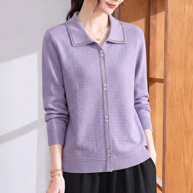 Hengyuanxiang Elegant Women's Lapel Knit Sweater