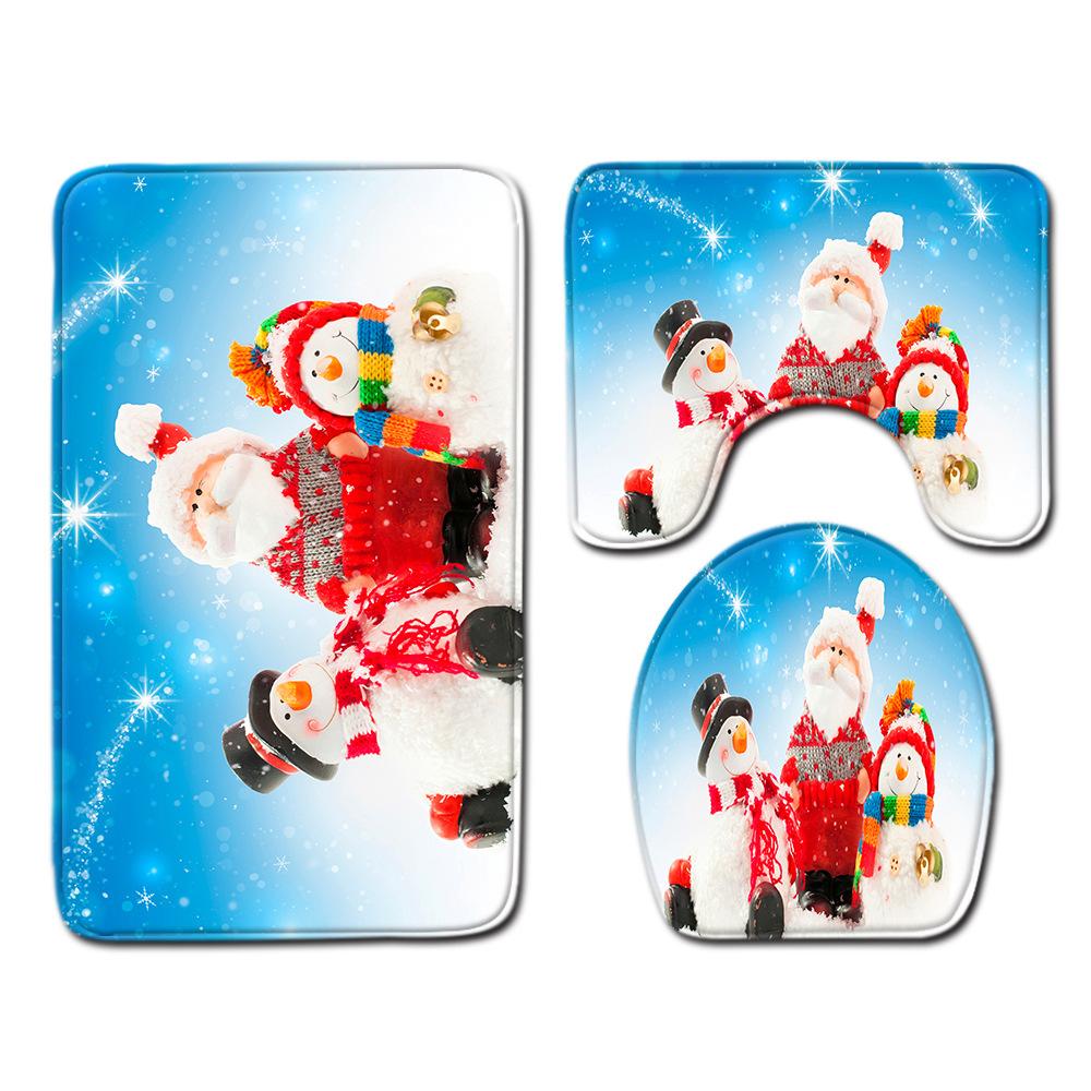 

Рождественский коврик для ванной, туалетный трехпредметный набор 45cmx75cm