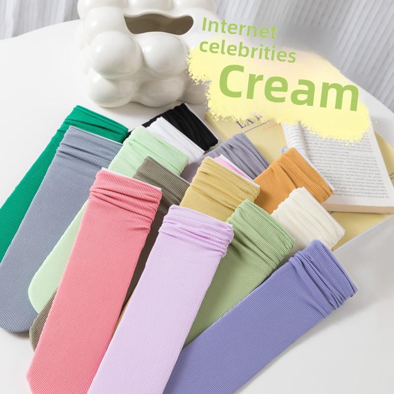 5 Pairs of Female Summer Thin Candy Color Student Trend Pile Socks