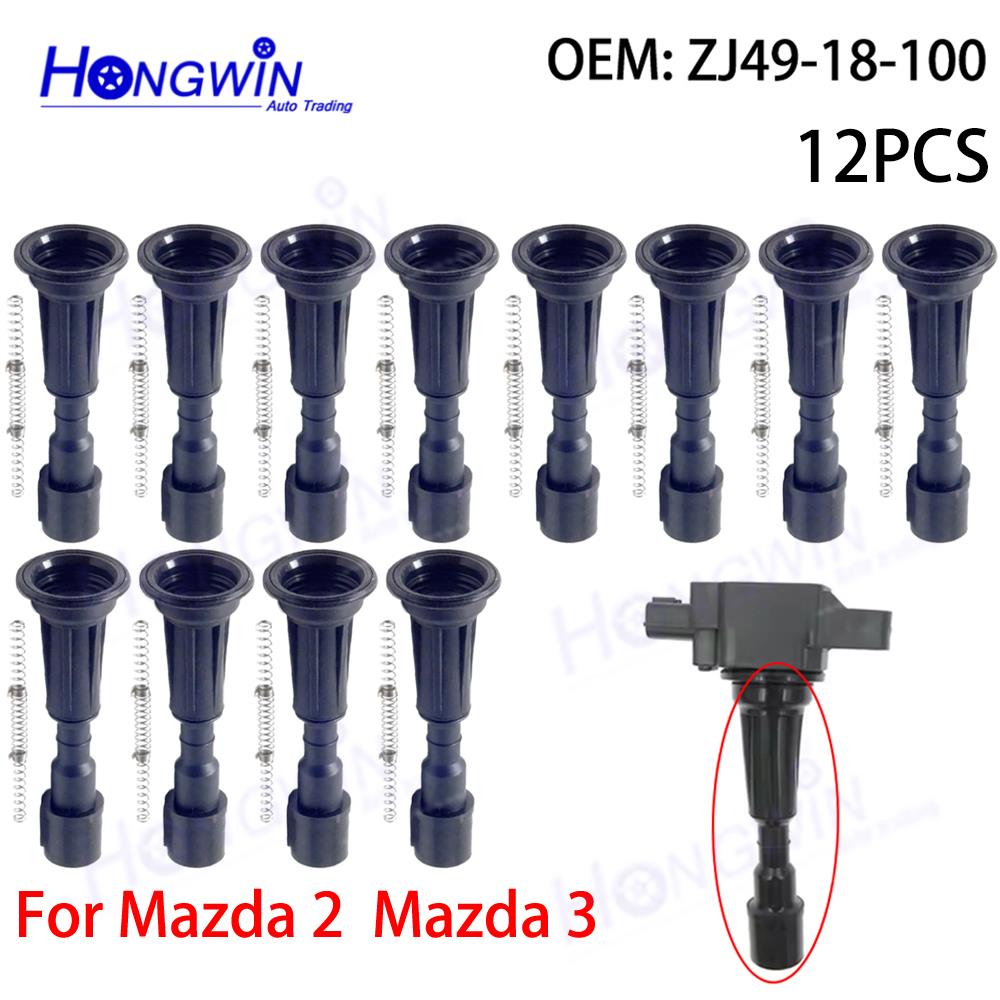 8/12PCS Ignition Coil Rubber With Spring Zj49-18-100A Zj4918100 Fits Mazda 2 1.5L L4 Mazda 3 1.4L 1.6
