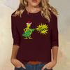 3/4 Sleeve Tops For Women T-Shirt Casual Christmas Print Tops T Shirt Round Neck Pullover Blouse
