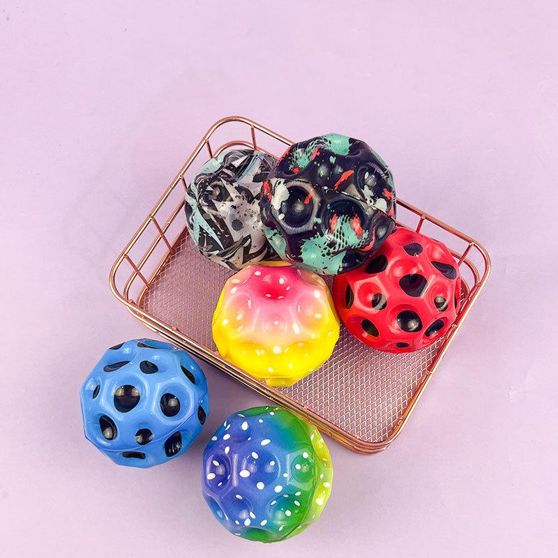 2pcs Outdoor Super Bounce Space Jump Ball Lunar Ball Hand Eye Coordination Stress Relief Hole Ball Sports Training Ball