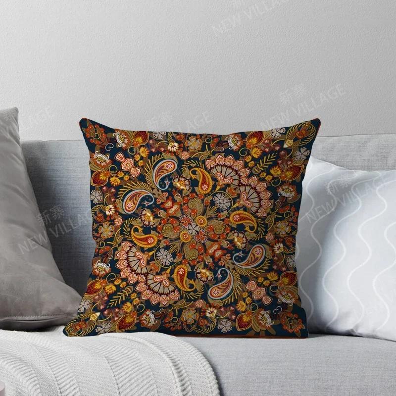 Mandala Flower Series Throw Pillow Cover With Short Plush Print For Living Room Sofa Decoration Cushion Cover Pillow Covers
