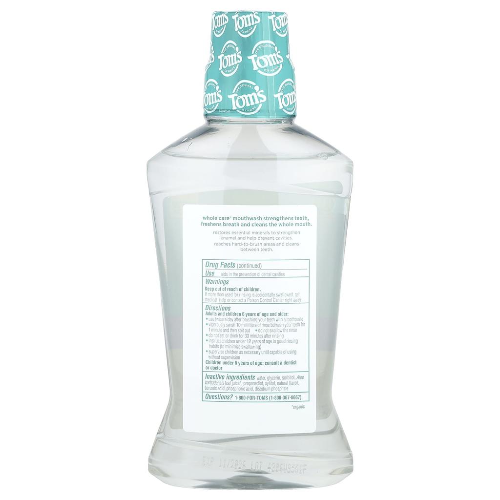 Tom'S Of Maine, Whole Care®, Cavity Prevention Mouthwash, Fresh Mint, 473 Ml (16 Fl Oz)