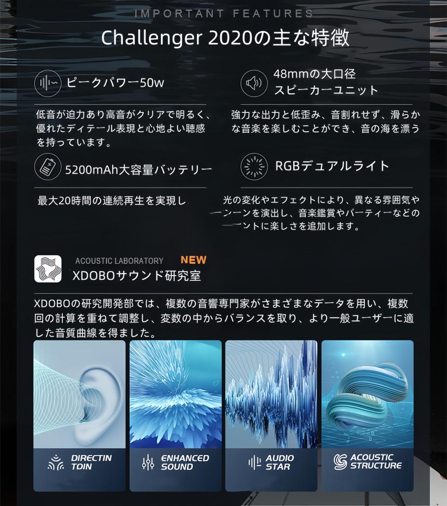 Xdobo 50W Bluetooth Bluetooth Loud Ultra Deep Wireless TV Speaker with RGB LED for Mobile TWS Compatible Speaker, 5.3, Stereo, Bass, Waterproof,