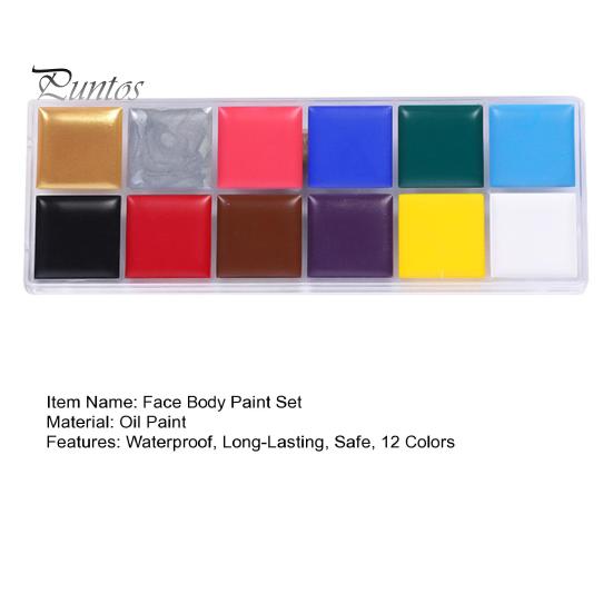Professional Oil Palette for Face Body 12 Colors Paint Set, Painting Grade Art Makeup Kit Halloween Party, Stage Costume, Cosplay, Festival Waterproof