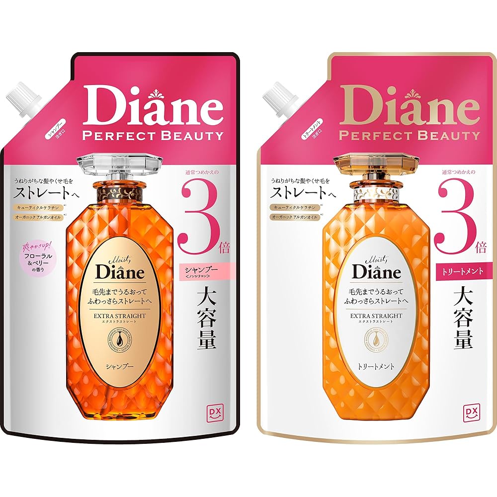 Diane DX Extra Straight Shampoo and Treatment Set 1000ml Floral and Berry Scent